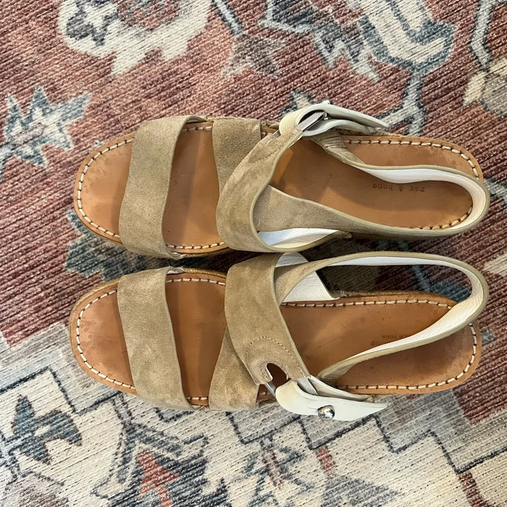 rag & bone Taupe Suede Leather August Espadrille Sandals Womens 39 - Picture 3 of 4